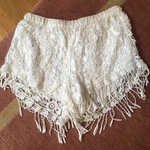 Urban Outfitters White Fringe Shorts